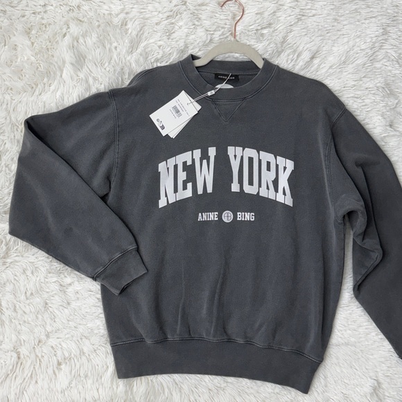 Anine Bing Ramona Sweatshirt in Washed Black SMALL - Picture 8 of 9